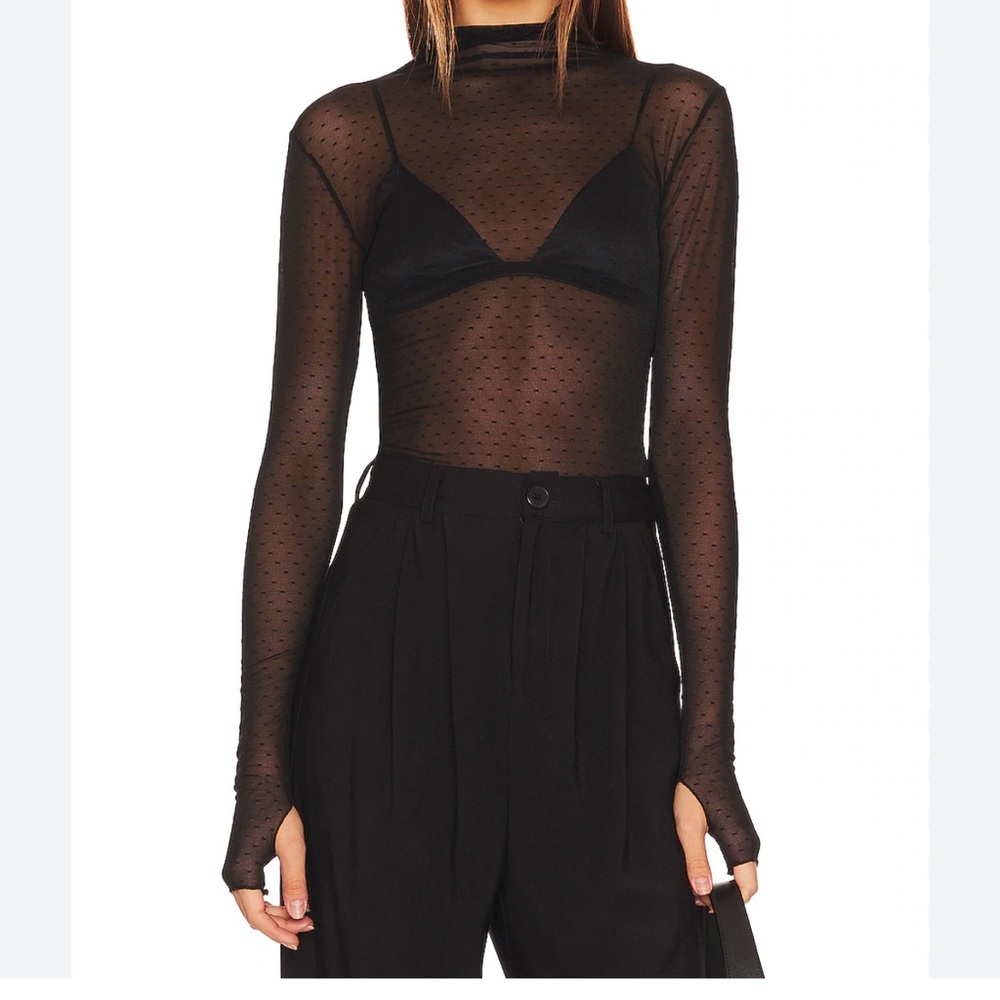 Free People On The Dot Layering Top in Black NWOT